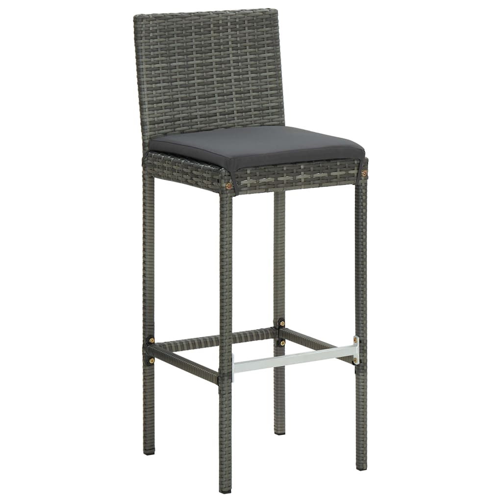 Set da Bar da Giardino 3 pz con Cuscini in Polyrattan Grigio 3064829