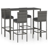 Set da Bar da Giardino 5 pz con Cuscini in Polyrattan Grigio cod mxl 40631