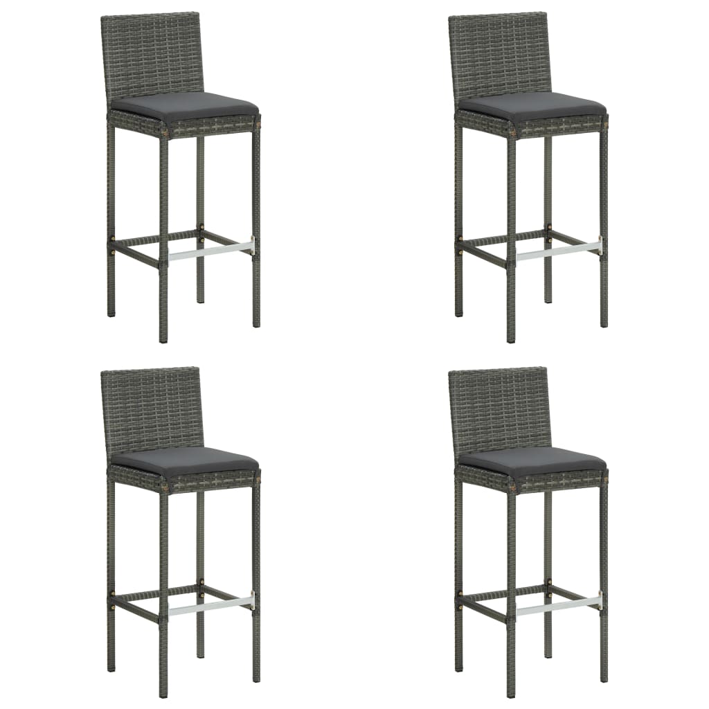 Set da Bar da Giardino 5 pz con Cuscini in Polyrattan Grigio cod mxl 40631