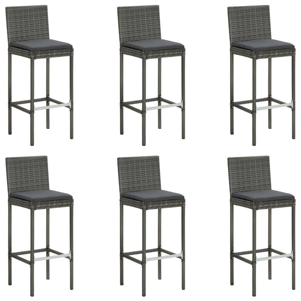 Set da Bar da Giardino 7 pz con Cuscini in Polyrattan Grigio 3064835