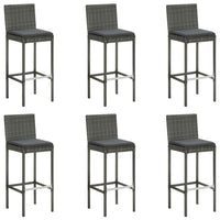Set da Bar da Giardino 7 pz con Cuscini in Polyrattan Grigio cod mxl 40630