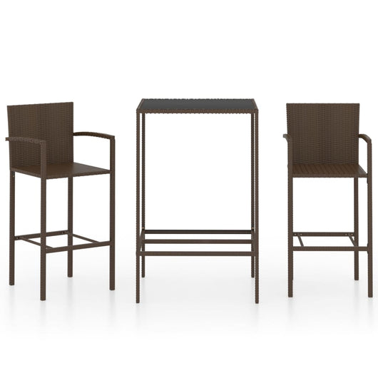 Set da Bar da Giardino 3 pz in Polyrattan Marrone 3064836