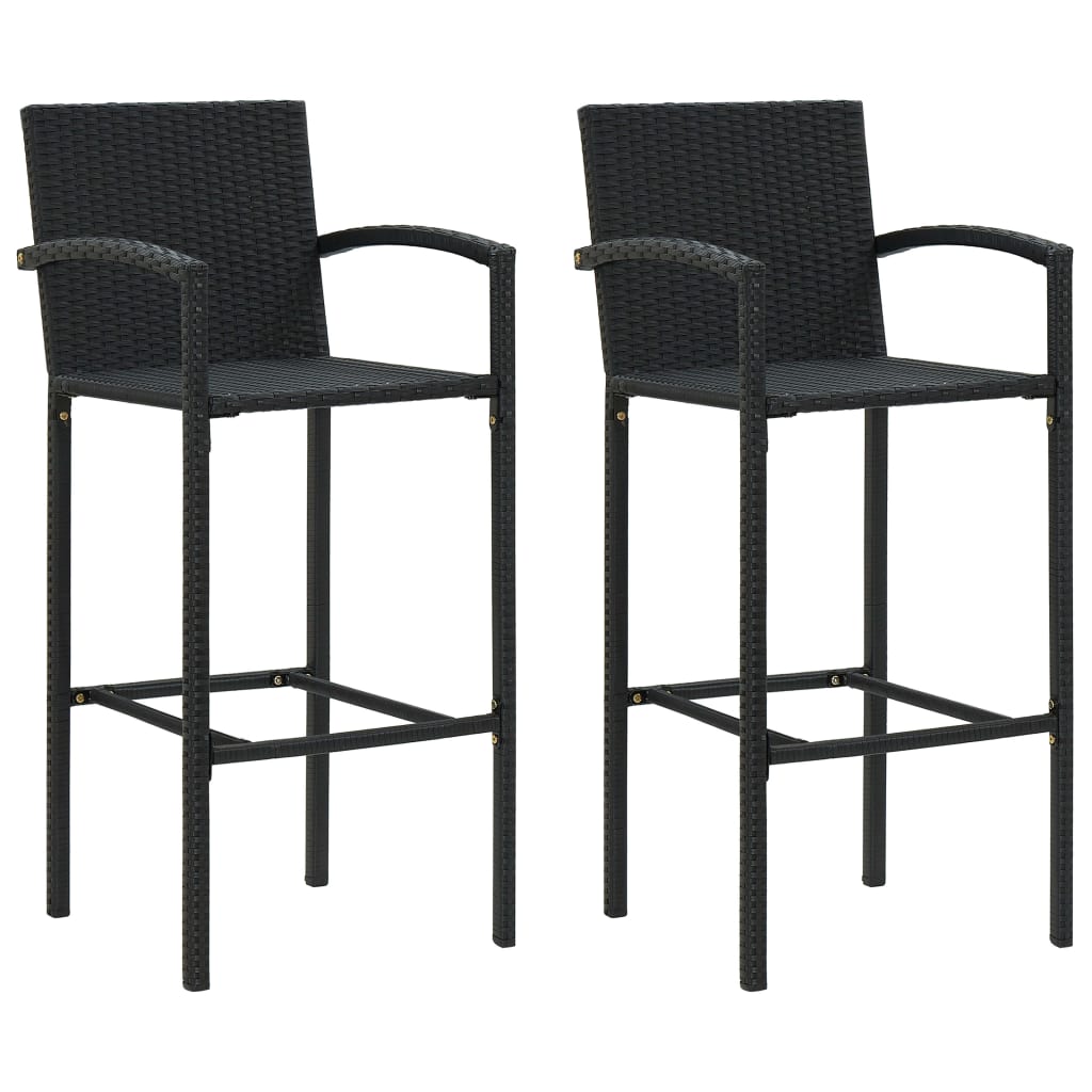 Set Bar da Giardino 3 pz in Polyrattan Nero cod mxl 40287