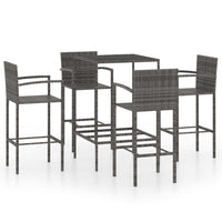 Set da Bar da Giardino 5 pz in Polyrattan Grigio cod mxl 40292