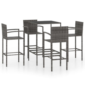 Set da Bar da Giardino 5 pz in Polyrattan Grigio cod mxl 40292