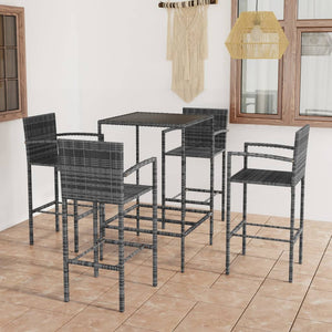 Set Bar da Giardino 5 pz in Polyrattan Grigio 3064841