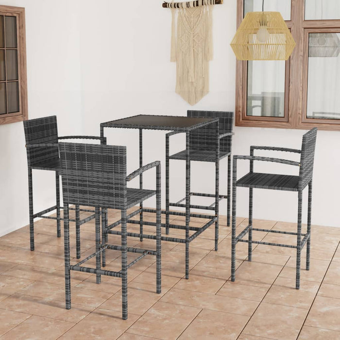 Set Bar da Giardino 5 pz in Polyrattan Grigio 3064841