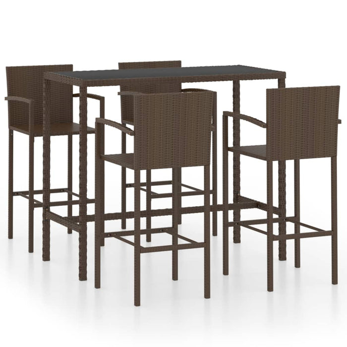 Set da Bar da Giardino 5 pz in Polyrattan Marrone 3064842