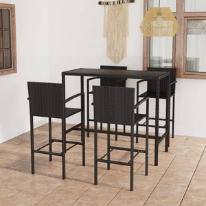 Set da Bar da Giardino 5 pz in Polyrattan Nero 3064843