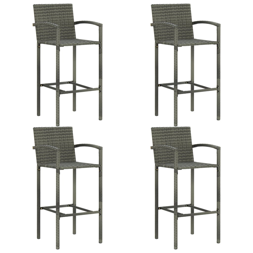 Set da Bar da Giardino 5 pz in Polyrattan Grigio cod mxl 40293