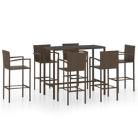 Set da Bar da Giardino 7 pz in Polyrattan Marrone cod mxl 40297