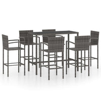 Set da Bar da Giardino 7 pz in Polyrattan Grigio cod mxl 40510