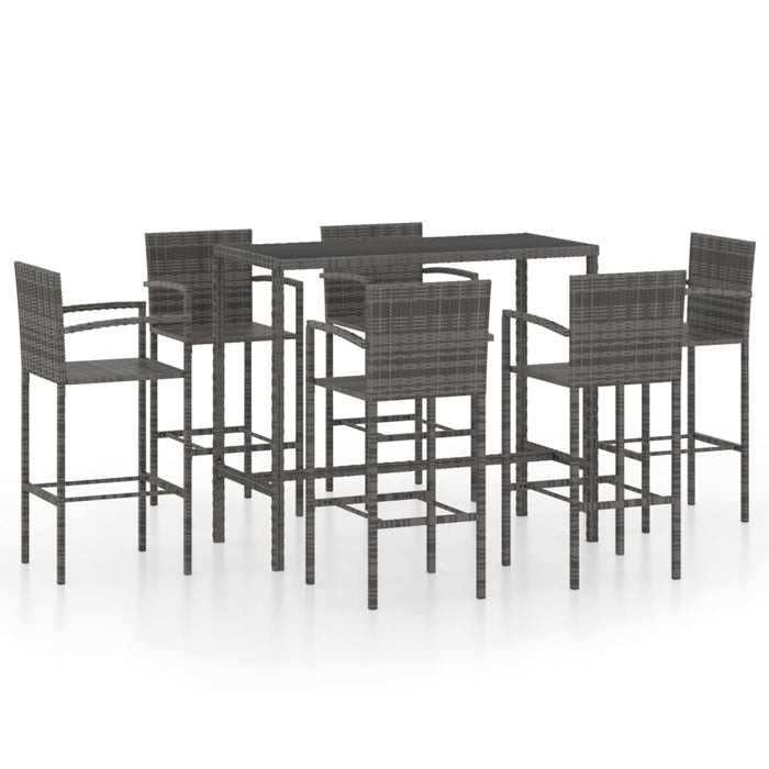 Set da Bar da Giardino 7 pz in Polyrattan Grigio cod mxl 40510