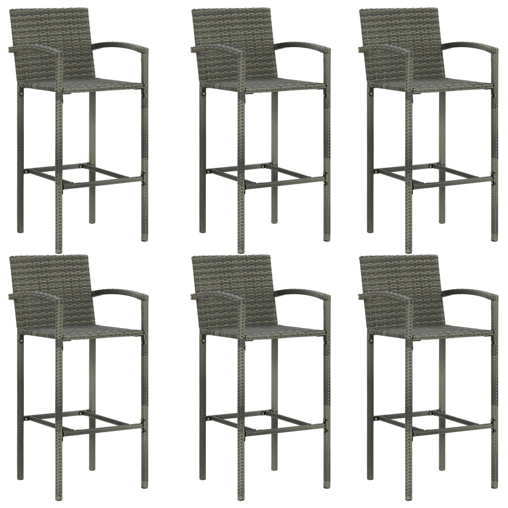 Set da Bar da Giardino 7 pz in Polyrattan Grigio cod mxl 40510