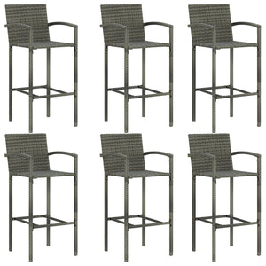 Set da Bar da Giardino 7 pz in Polyrattan Grigio cod mxl 40510