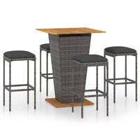 Set da Bar da Giardino 5 pz con Cuscini in Polyrattan Grigio cod mxl 35341
