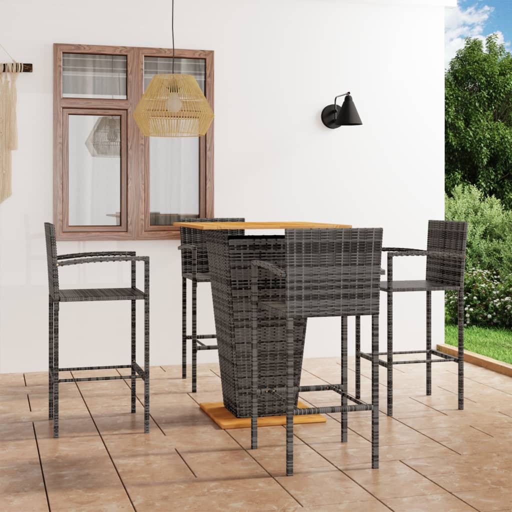 Set Bar da Giardino 5 pz Grigio 3064871