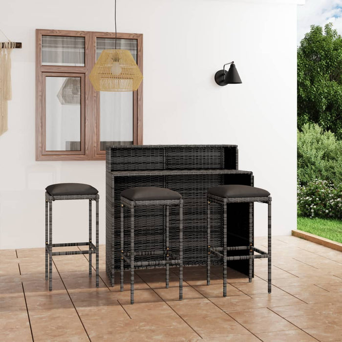 Set Bar da Giardino 4 pz con Cuscini Grigio 3064877