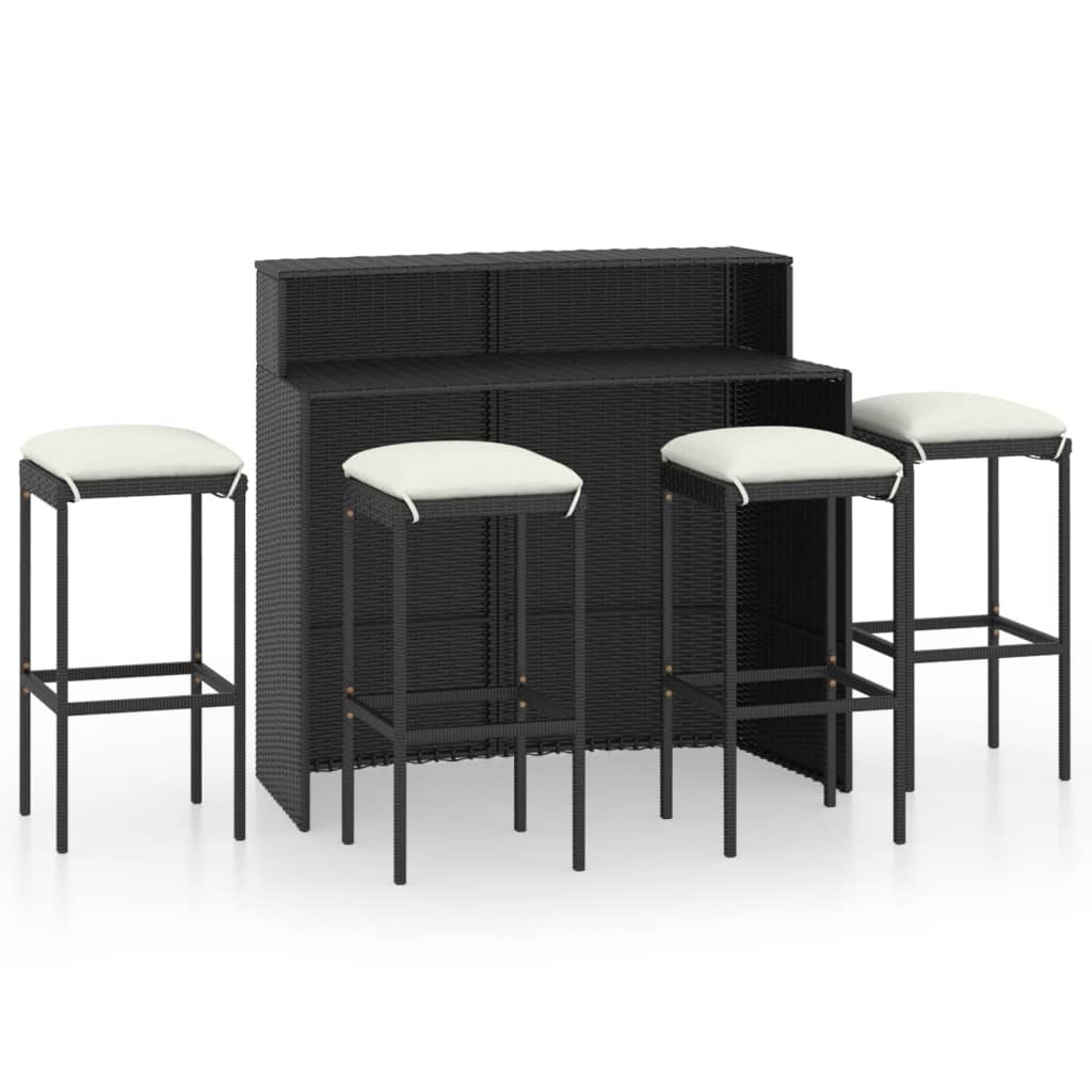 Set da Bar da Giardino 5 pz con Cuscini Nero cod mxl 49955