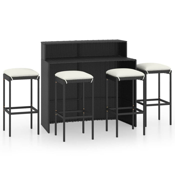 Set da Bar da Giardino 5 pz con Cuscini Nero 3064879