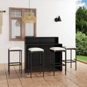 Set da Bar da Giardino 5 pz con Cuscini Nero cod mxl 49955