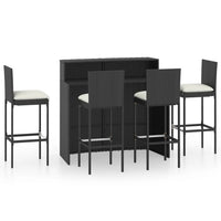 Set da Bar da Giardino 5 pz con Cuscini Nero cod mxl 42557