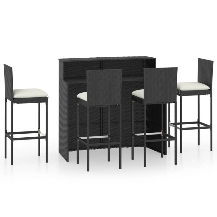 Set da Bar da Giardino 5 pz con Cuscini Nero cod mxl 42557