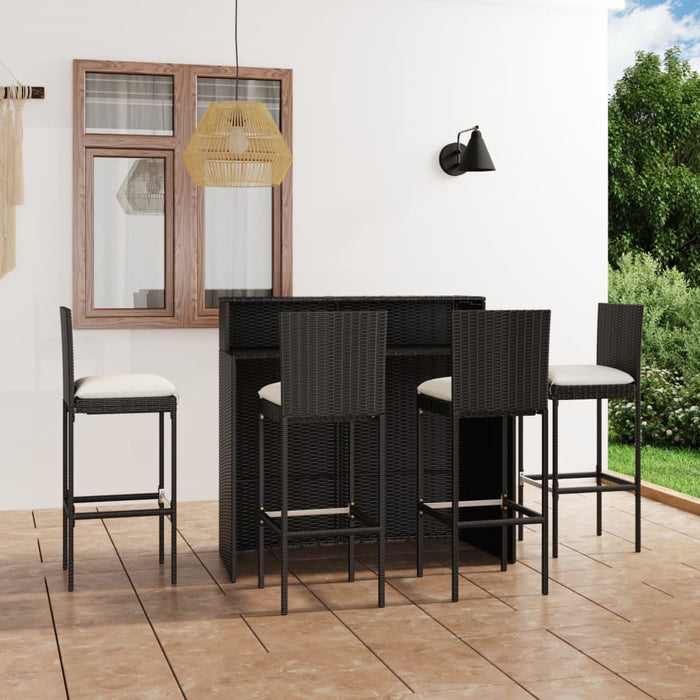 Set da Bar da Giardino 5 pz con Cuscini Nero cod mxl 42557