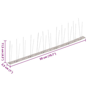 Set Dissuasori per Uccelli e Piccioni 20 pz Acciaio 2 File 10 m 149130