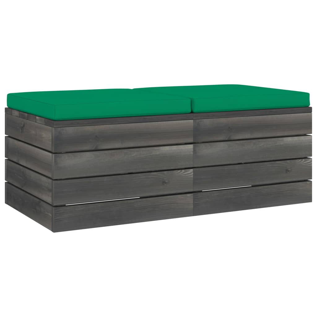 Pouf da Giardino su Pallet 2 pz con Cuscini in Massello di Pino cod mxl 74519
