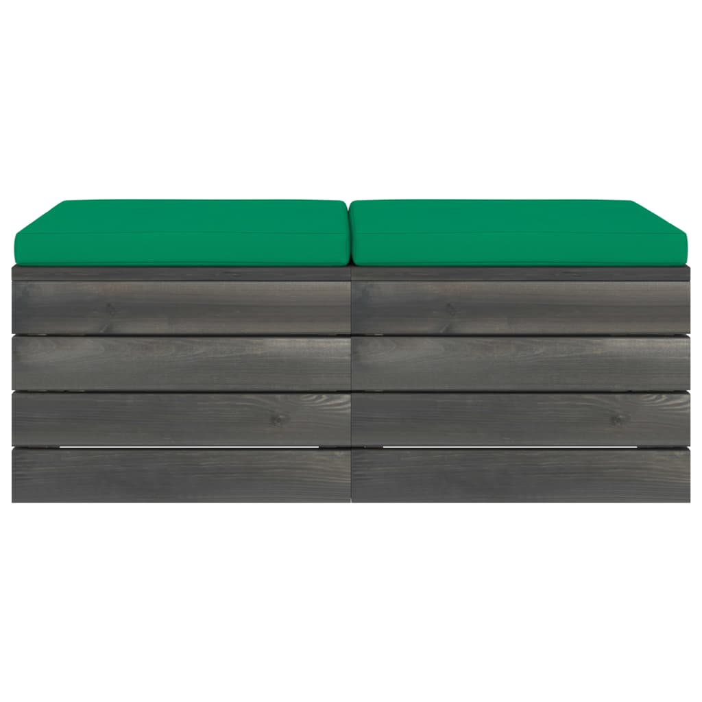 Pouf da Giardino su Pallet 2 pz con Cuscini in Massello di Pino cod mxl 74519