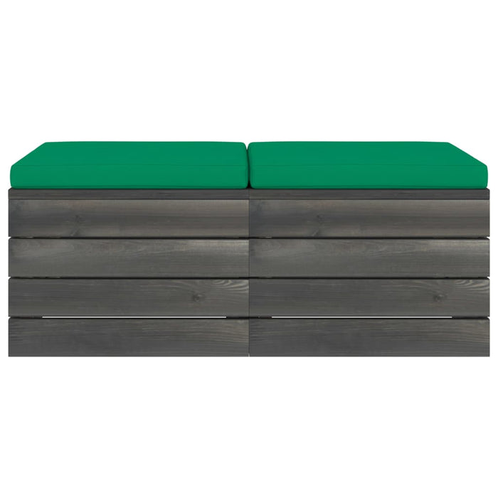 Pouf da Giardino su Pallet 2 pz con Cuscini in Massello di Pino cod mxl 74519