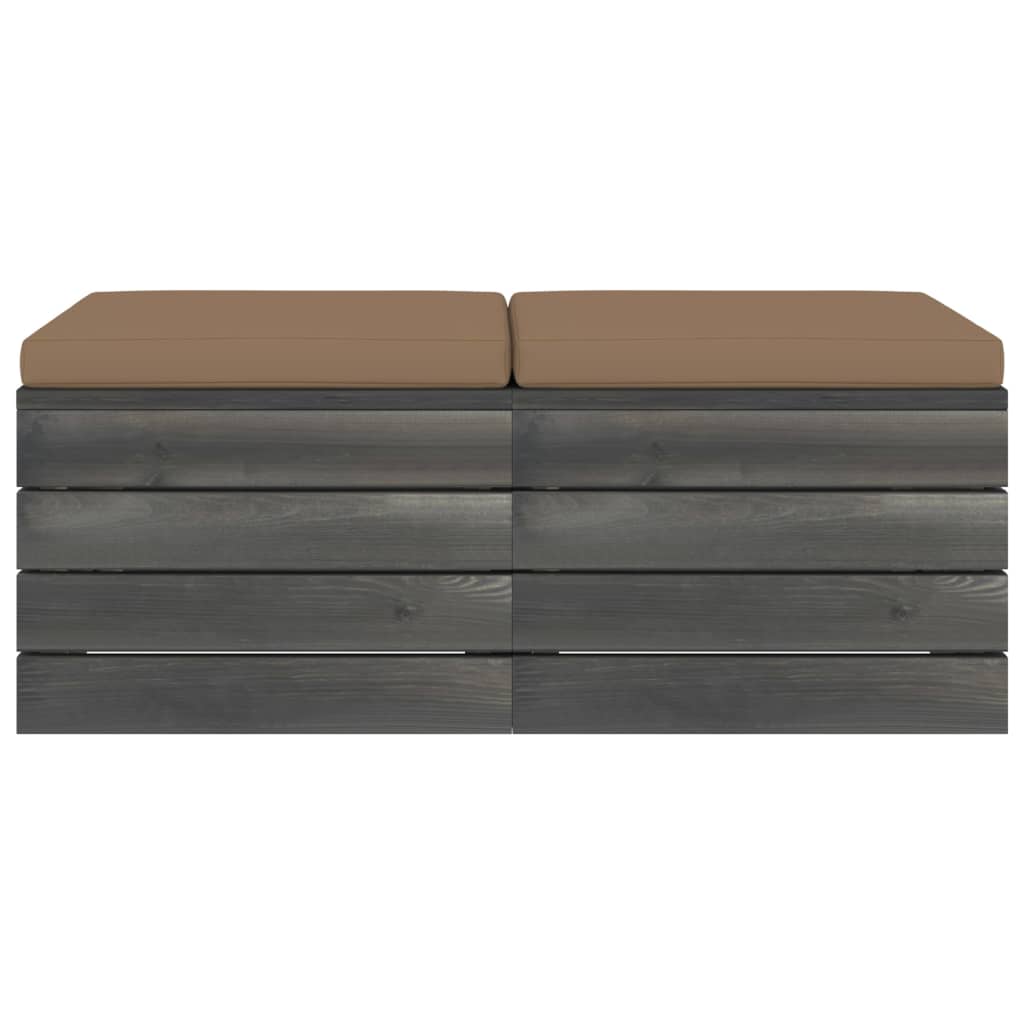 Pouf da Giardino su Pallet 2 pz con Cuscini in Massello di Pinocod mxl 94221