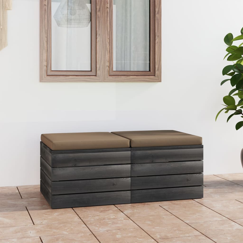 Pouf da Giardino su Pallet 2 pz con Cuscini in Massello di Pinocod mxl 94221