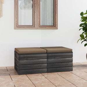 Pouf da Giardino su Pallet 2 pz con Cuscini in Massello di Pinocod mxl 94221