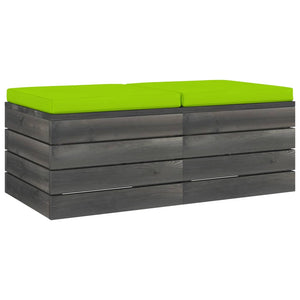 Pouf da Giardino su Pallet 2 pz con Cuscini in Massello di Pino cod mxl 72342