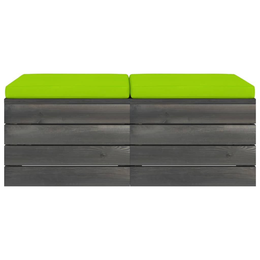 Pouf da Giardino su Pallet 2 pz con Cuscini in Massello di Pino cod mxl 72342