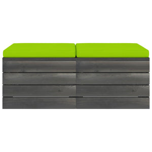 Pouf da Giardino su Pallet 2 pz con Cuscini in Massello di Pino cod mxl 72342