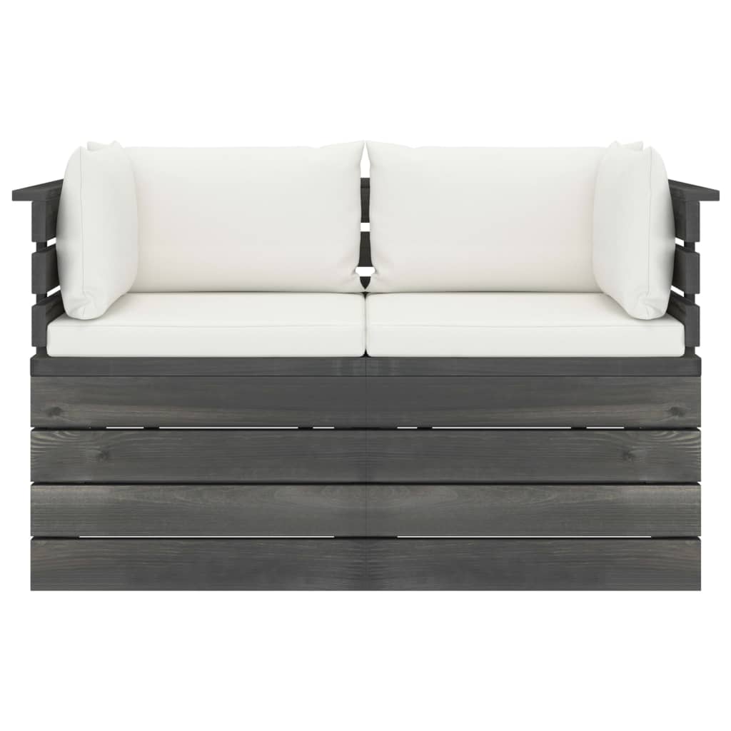 Divano da Giardino 2 Posti su Pallet con Cuscini Massello Pino cod mxl 44027