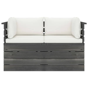 Divano da Giardino 2 Posti su Pallet con Cuscini Massello Pino cod mxl 44027