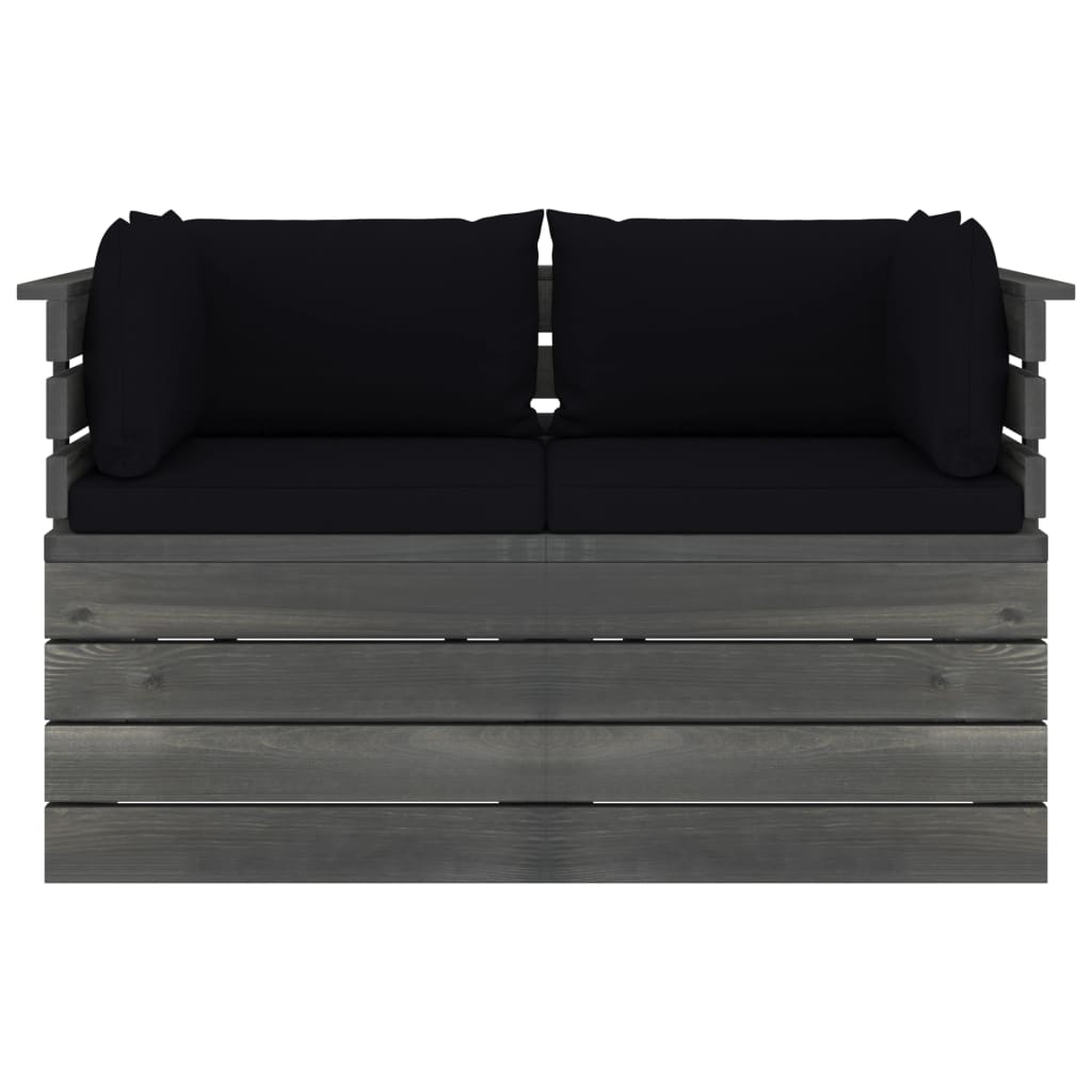 Divano da Giardino 2 Posti su Pallet con Cuscini Massello Pino 3061738