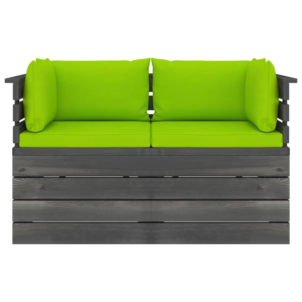 Divano da Giardino 2 Posti su Pallet con Cuscini Massello Pino 3061742