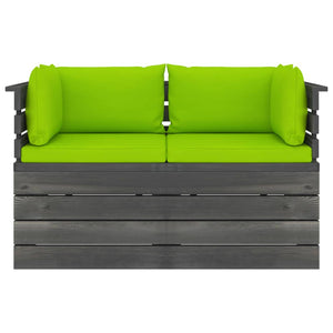 Divano da Giardino 2 Posti su Pallet con Cuscini Massello Pino 3061742