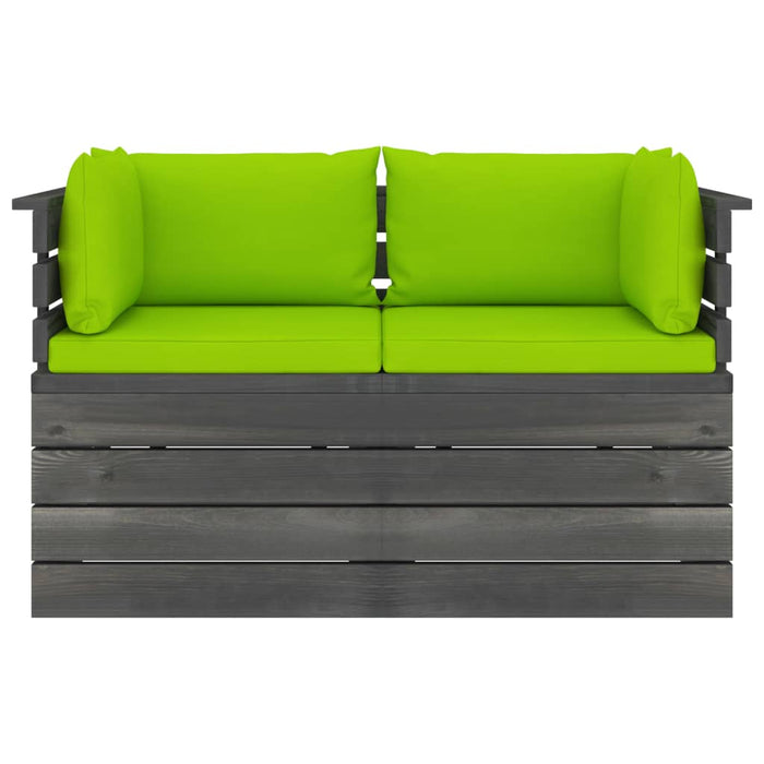 Divano da Giardino 2 Posti su Pallet con Cuscini Massello Pino 3061742
