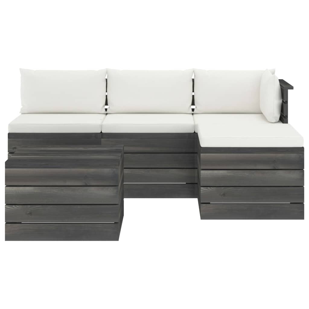 Set Divani da Giardino su Pallet 5 pz con Cuscini Massello Pino cod mxl 39223