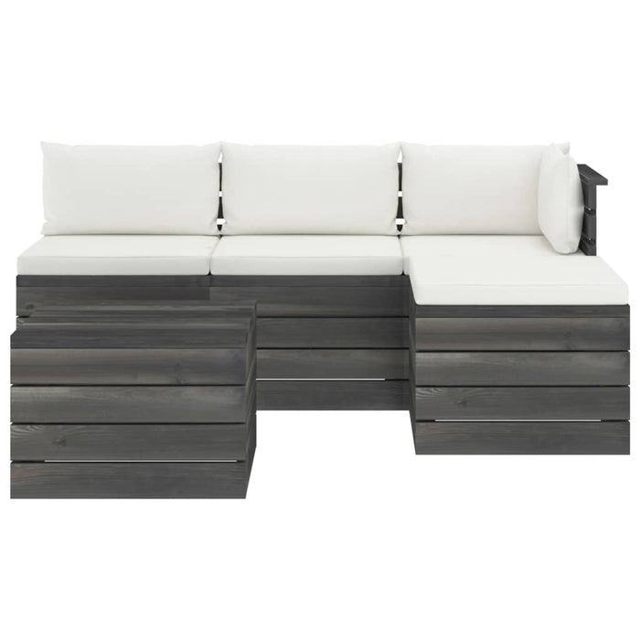 Set Divani da Giardino su Pallet 5 pz con Cuscini Massello Pino cod mxl 39223