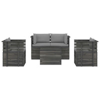 Set Divani da Giardino su Pallet 5 pz con Cuscini Massello Pino cod mxl 39220