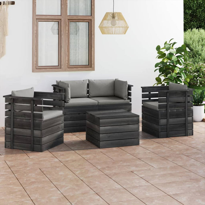 Set Divani da Giardino su Pallet 5 pz con Cuscini Massello Pino cod mxl 39220
