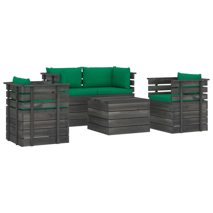 Set Divani da Giardino su Pallet 5 pz con Cuscini Massello Pino 3061820