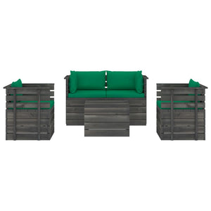 Set Divani da Giardino su Pallet 5 pz con Cuscini Massello Pino 3061820